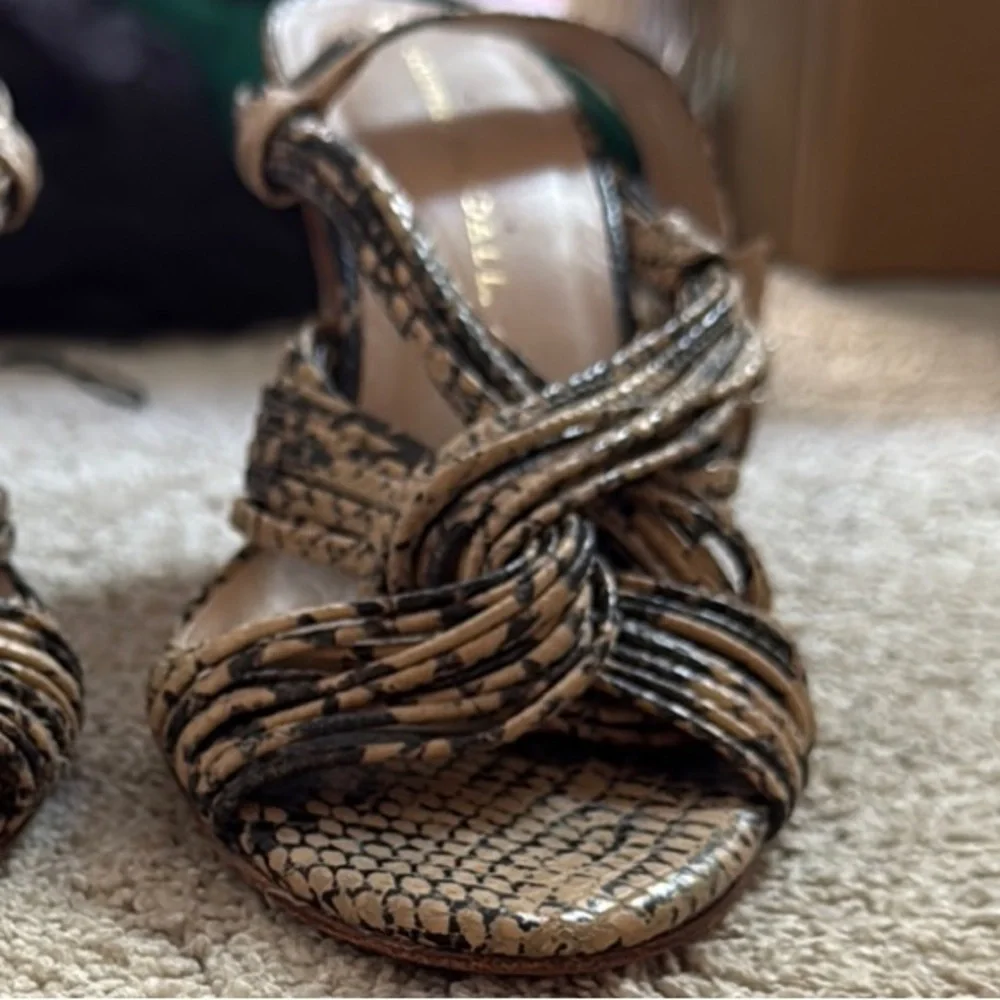 Loeffler Randall Black and Tan Heels with snakeskin pattern. - Picture 6 of 7